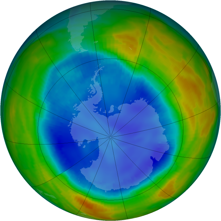 Antarctic ozone map for 17 August 1996